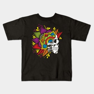 Mexican Skull Embroidery Effect Kids T-Shirt